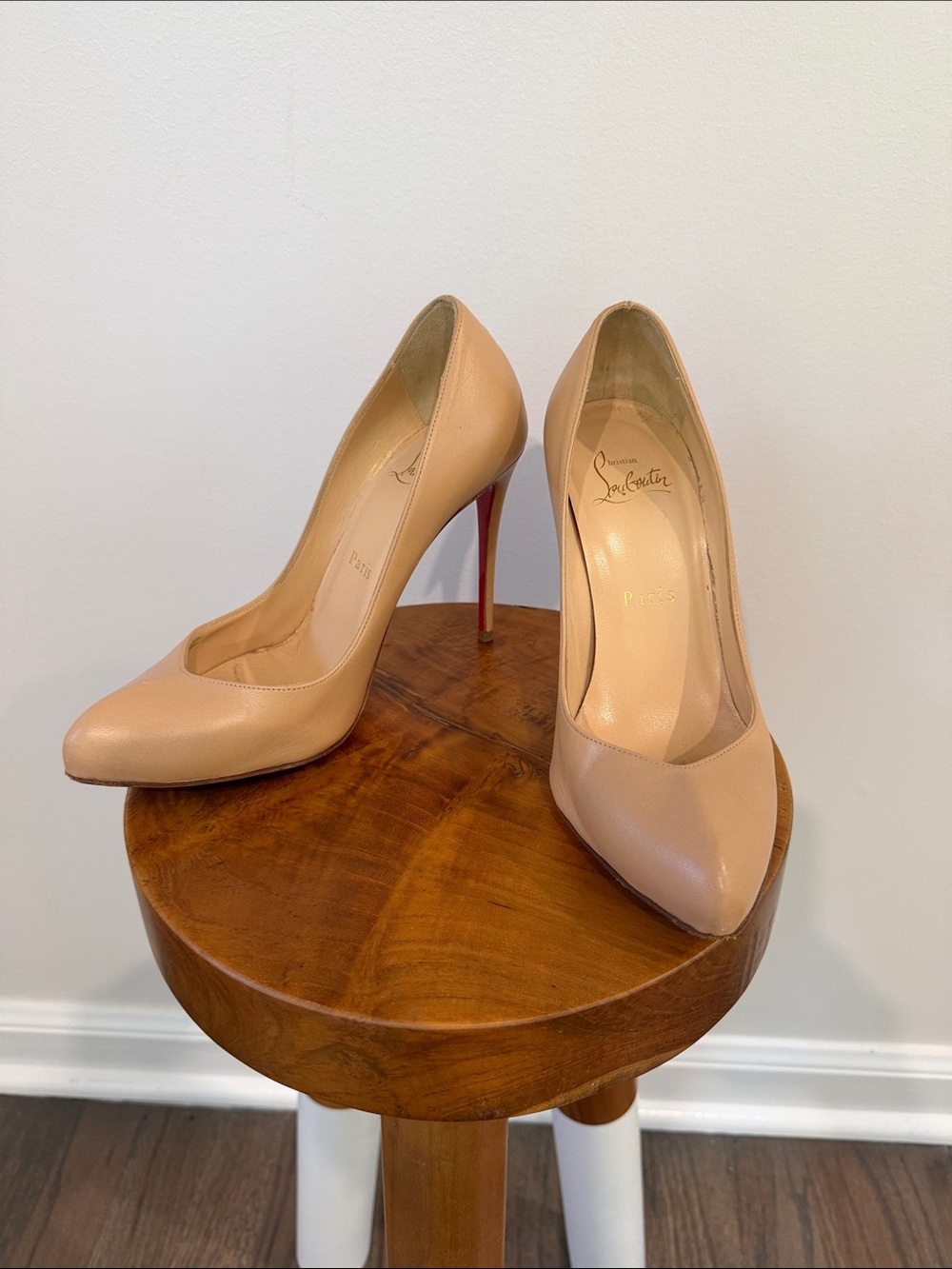 Christian Louboutin Nude Pointed-Toe Pumps